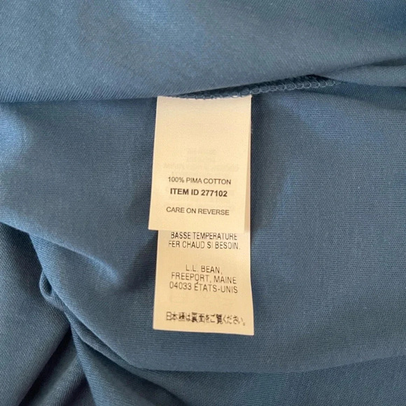 NWOT! Men’s L.L. Bean regular fit 100% Pima long sleeve mock neck shirt blue XXL - Picture 4 of 4